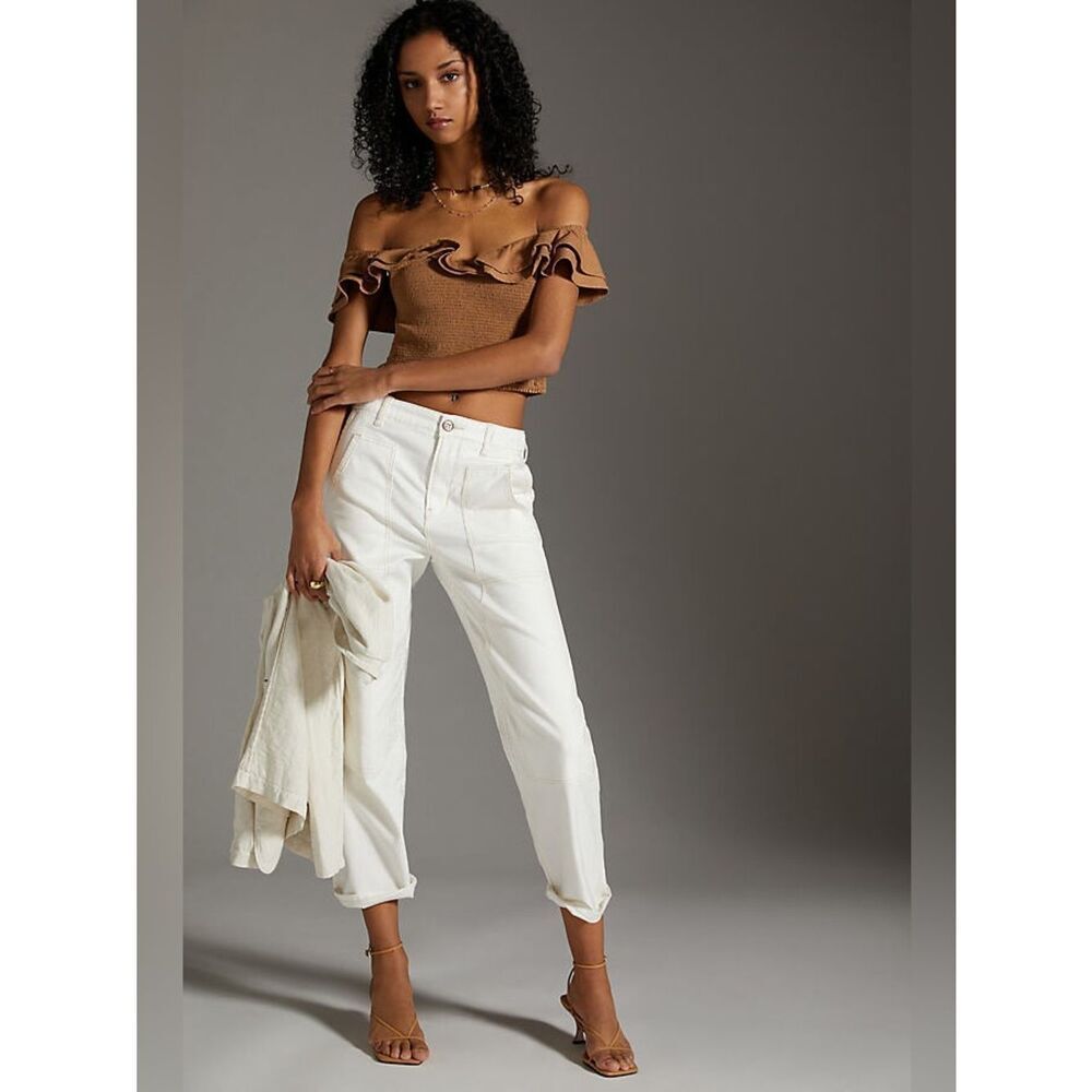 Anthropologie Pilcro The Roamer Utility Pant NEW NWT Ivory 31 Tall Cotton